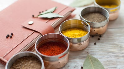 Spices in small containers to take on-the-go.