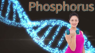A woman holding up two cell phones in front of a dna symbol.