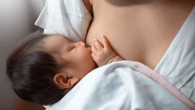 Baby breastfeeding.